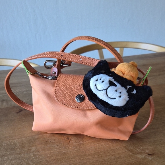 Longchamp Orange Pouch W Handles, Includes Strap & Jelly Cat Charm!!! - Picture 1 of 7